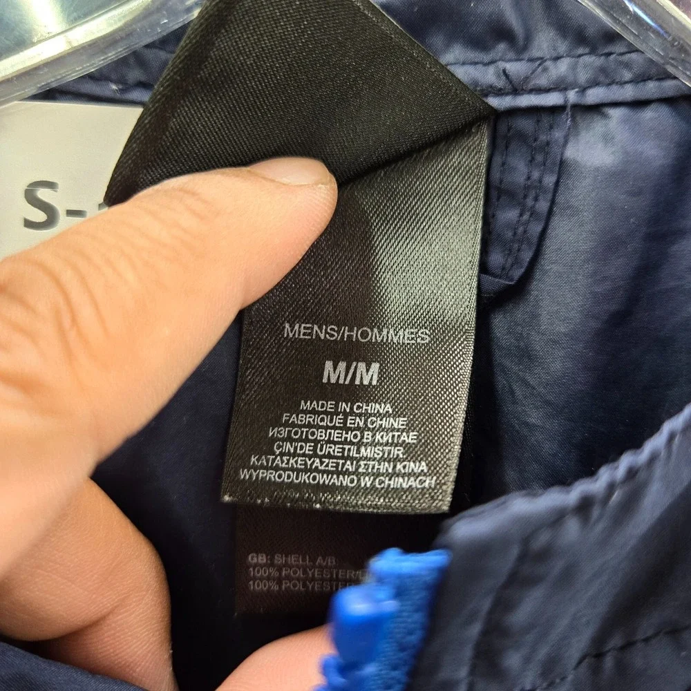 The North Face Men Jacket Medium Blue‎ Colorblock Windbreaker Full Zip Hooded